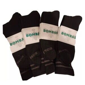 Bombas Lot of 4 Pairs New Socks Calf High  Black Arch Support XL 13+ Plantars